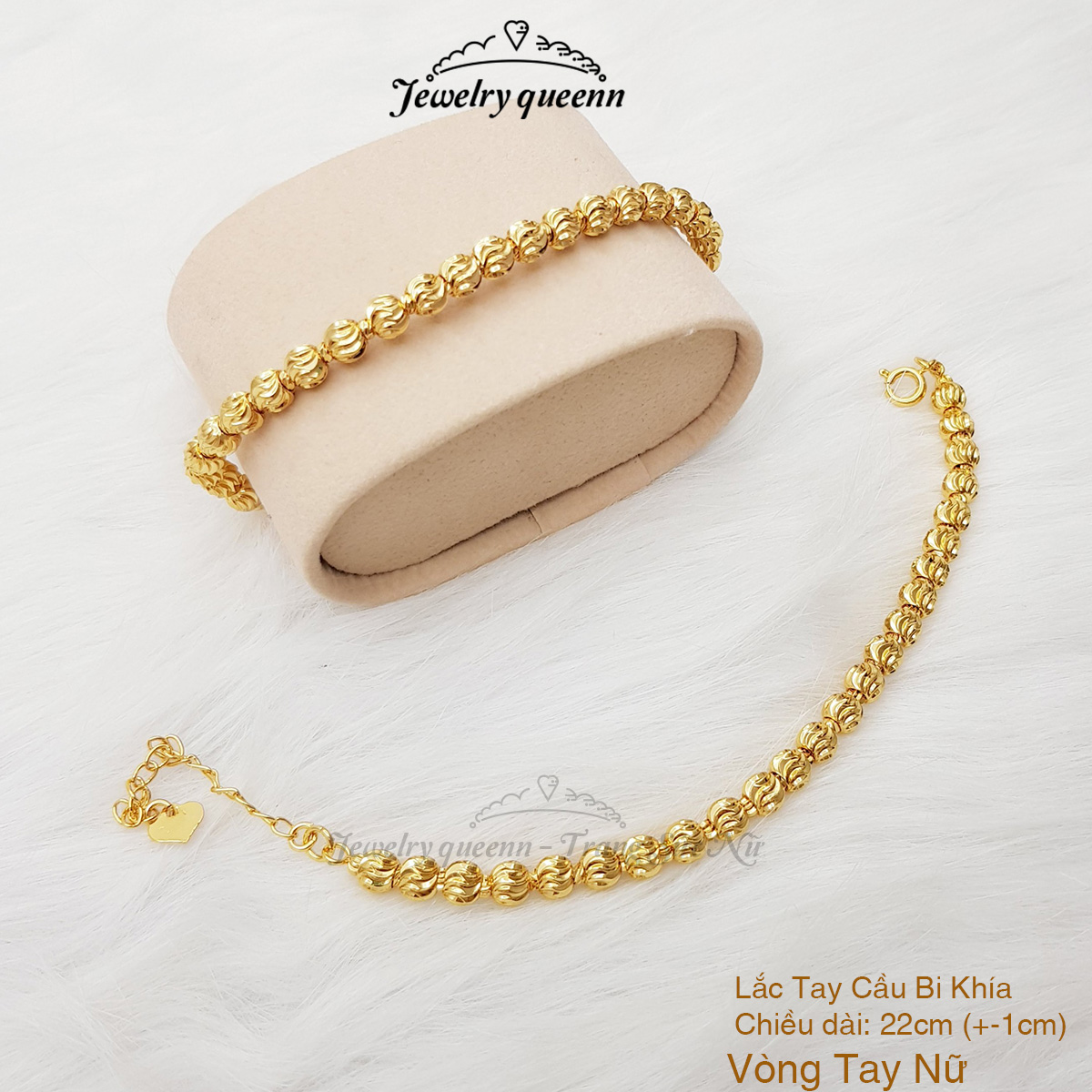 Vòng tay nữ dạng lắc bi thái bền màu cao cấp, lắc tay trái bi trơn mạ xi vàng điều chỉnh được độ rộng b35 | jewelry queenn