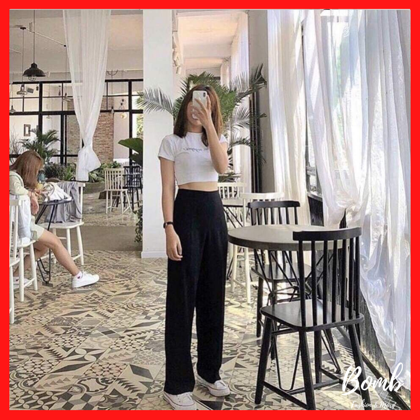 Có VIDEO - Sale hot! Quần ống suông nữ lưng cao khóa sườn vải tuyết mưa cực xinh, quần ống rộng cạp cao phối đồ sang chảnh hot hit giá hấp dẫn - Bomb Unisex