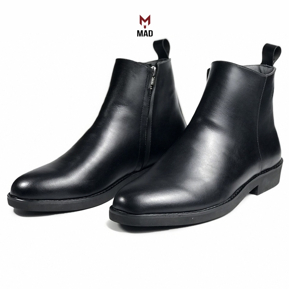 Giày Chelsea Zip Boots MAD Shoes black cao cổ da bò nhập khẩu cao cấp chính hãng công sở nam