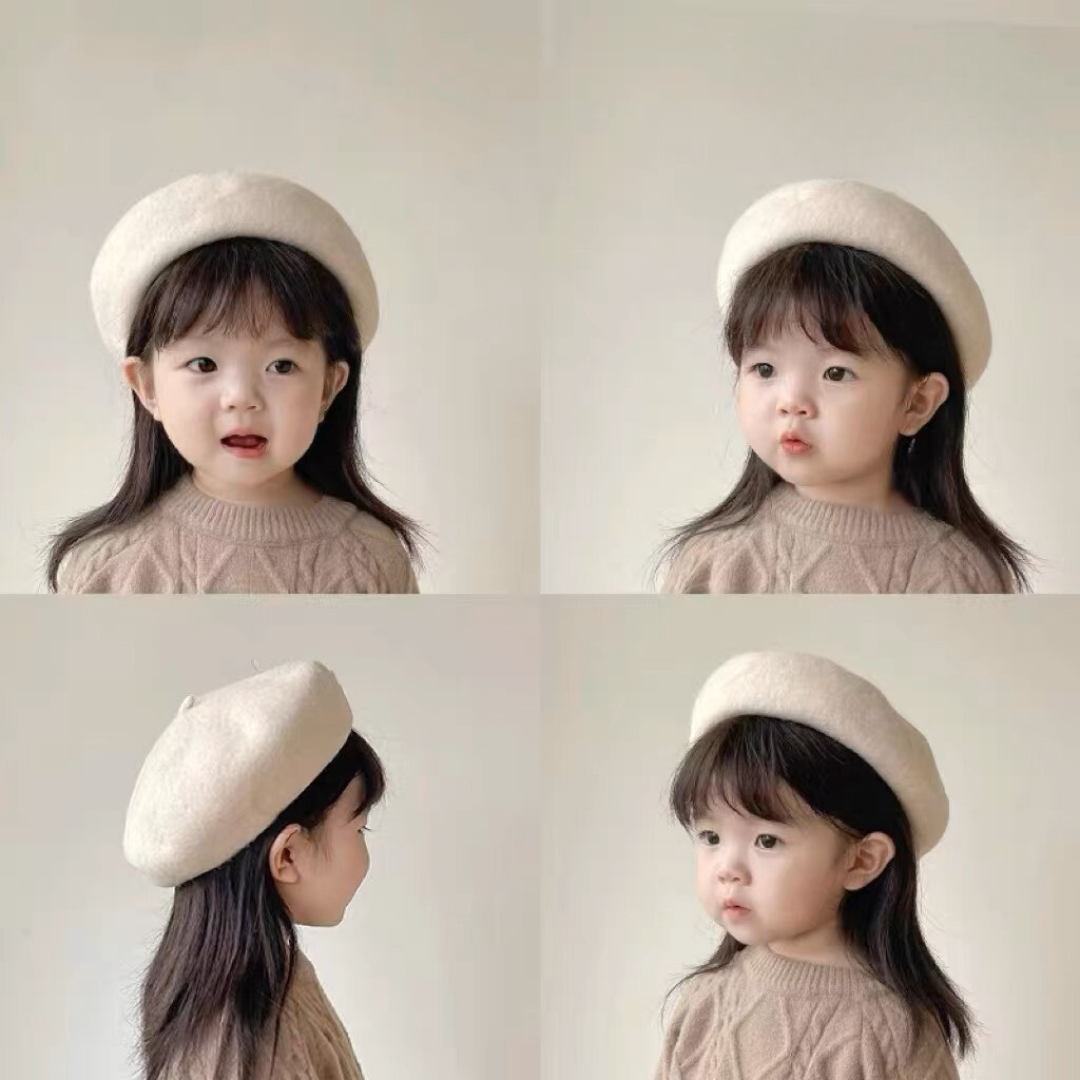 Mũ nồi cho bé, mũ beret dạ + dây rút ( túi zip ) hàng chuẩn xịn dành cho bé từ 3-12 tuổi