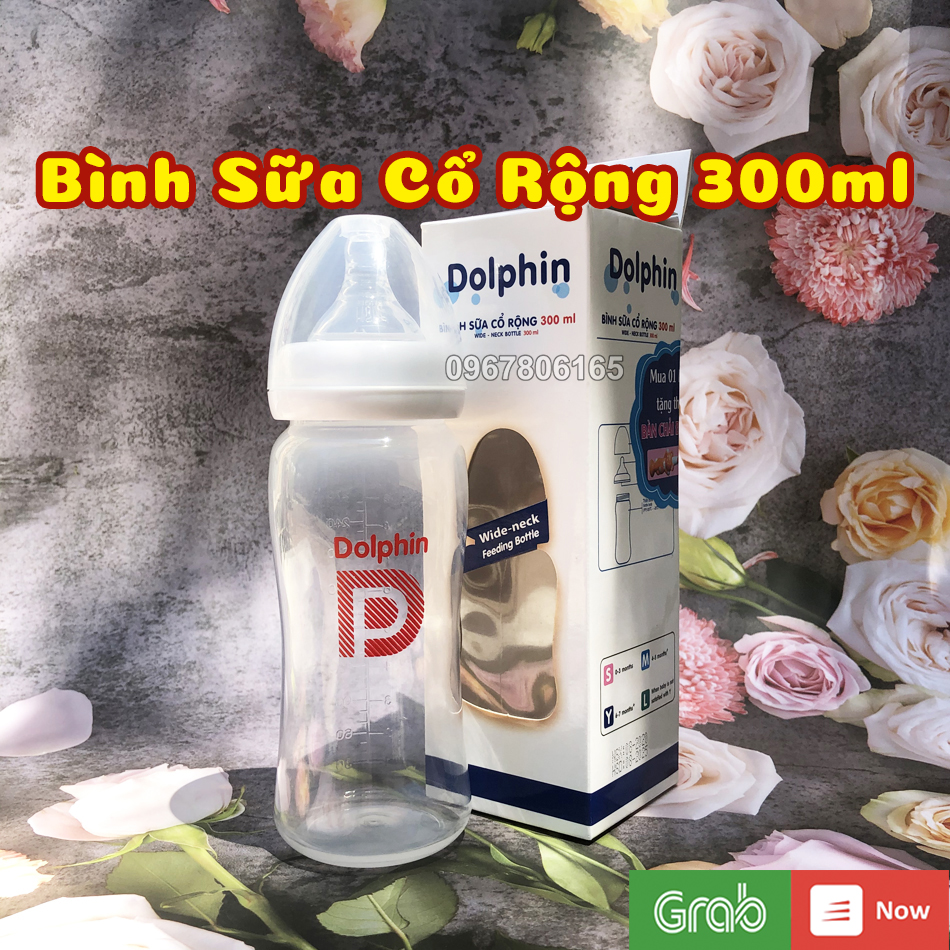 Bình sữa cổ rộng dolphin 300ml không có tay cầm – dp-019c