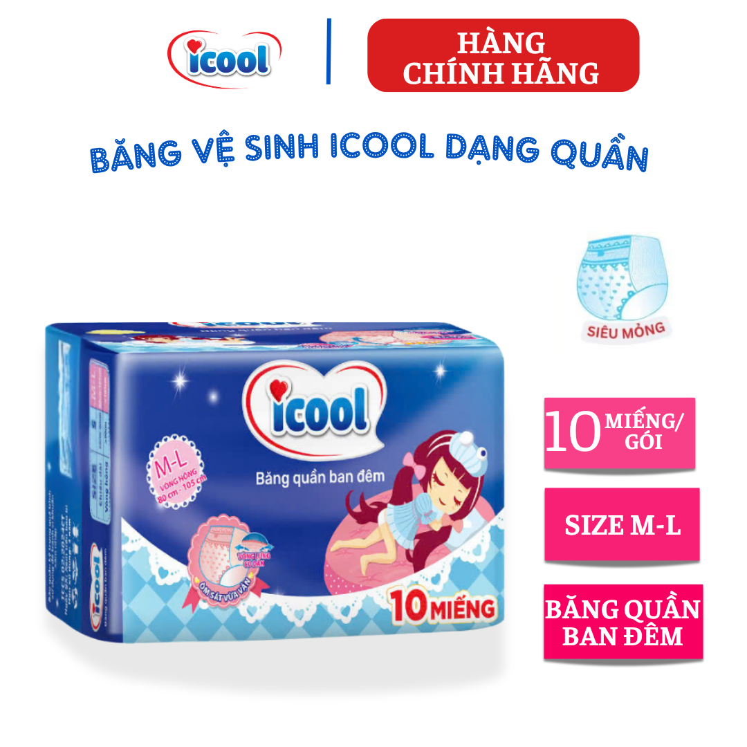 {Hàng chính hãng} Băng vệ sinh ICOOL dạng quần 10 miếng size M/L