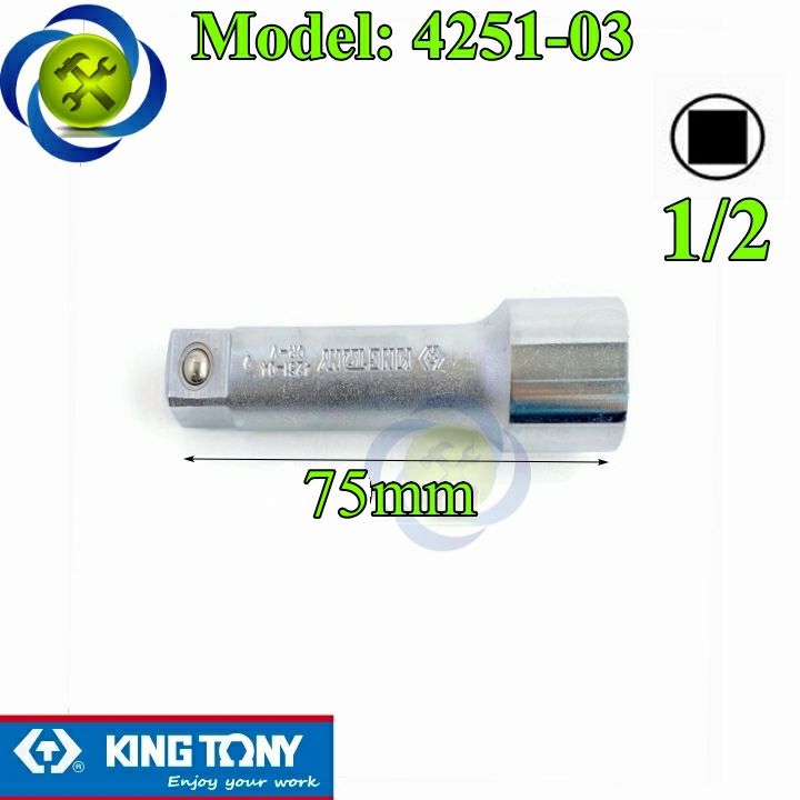 Đầu nối dài 1/2 kingtony 4251-03 dài 75mm đầu vuông 12.7mm
