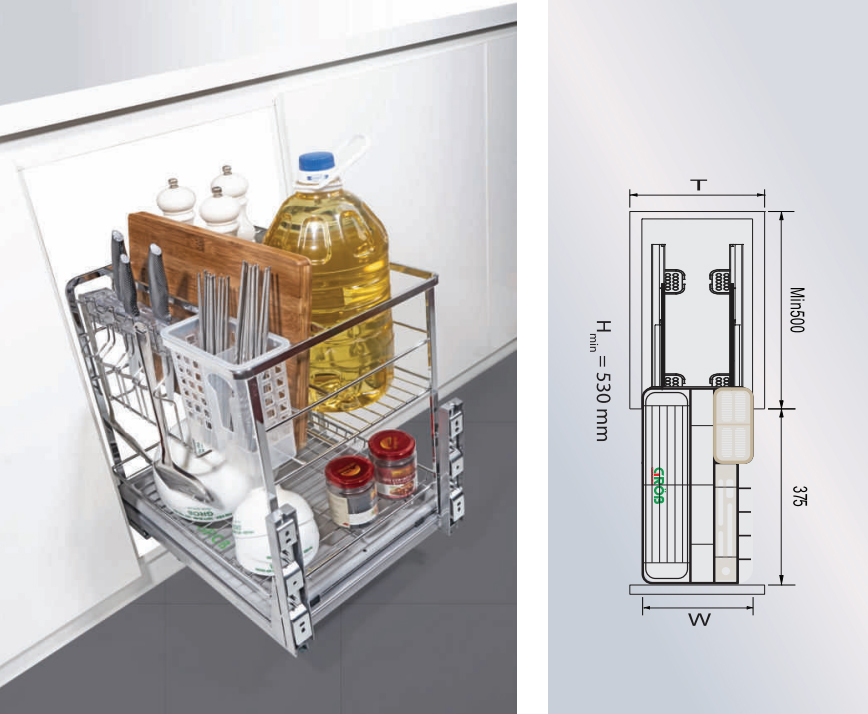 Kệ để dao thớt đa năng bằng chất liệu Inox bóng nan dẹt cao cấp của hãng GROB