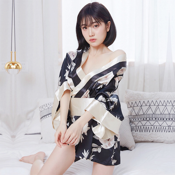 Áo choàng ngủ hoa sexy phong cách kimono Nhật Bản quyến rũ