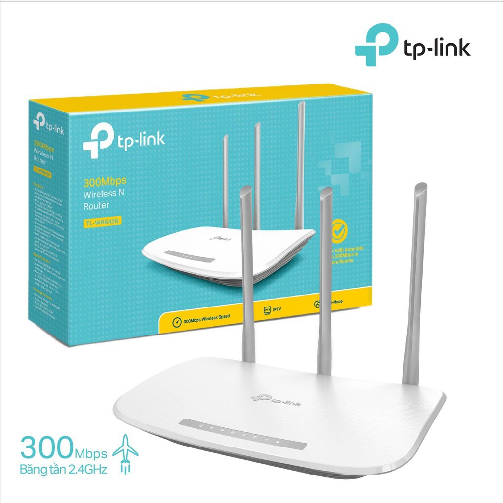 Bộ phát wifi tp-link tl-wr845n 3 ăng ten tl-wr845n cao cấp bộ phát sóng wifi 3 anten tp-link tl-wr845n - chuẩn n - tốc độ 300mb - đã thiết lập sẵn password