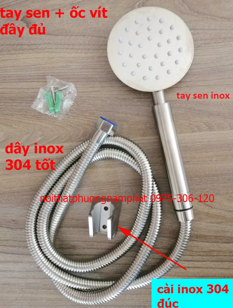[HCM][GIÁ HỦY DIỆT SIÊU SỈ] Tay Sen Tắm Vòi Hoa Sen INOX 304 TS2 và Dây Sen và Cài Sen TAY SEN INOX TRÒN