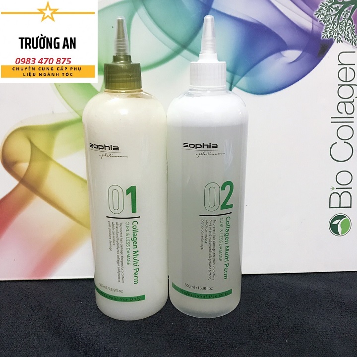 Kem uốn đa năng Sophia Platinum Collagen Multi Perm 500ml x2-uốn nóng- uốn lạnh