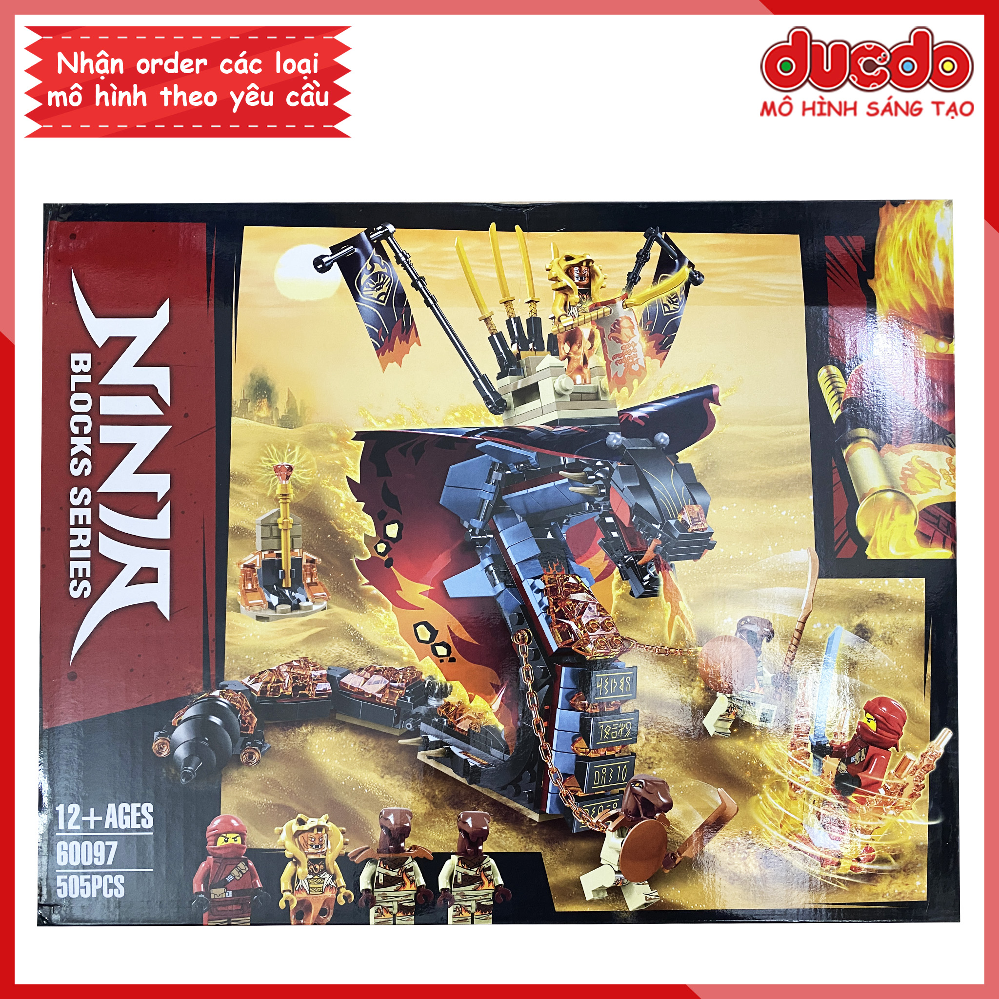 Zimo 60097 lắp ɡhép ninjago đại chiến rắn khổng lồ fire fang - đồ chơi xếp hình mô hình ninja minifigures 70674