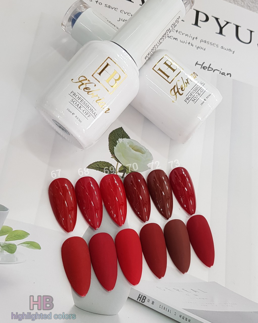 Sơn gel hb 15ml - bảng màu 10 tông đỏ nâu