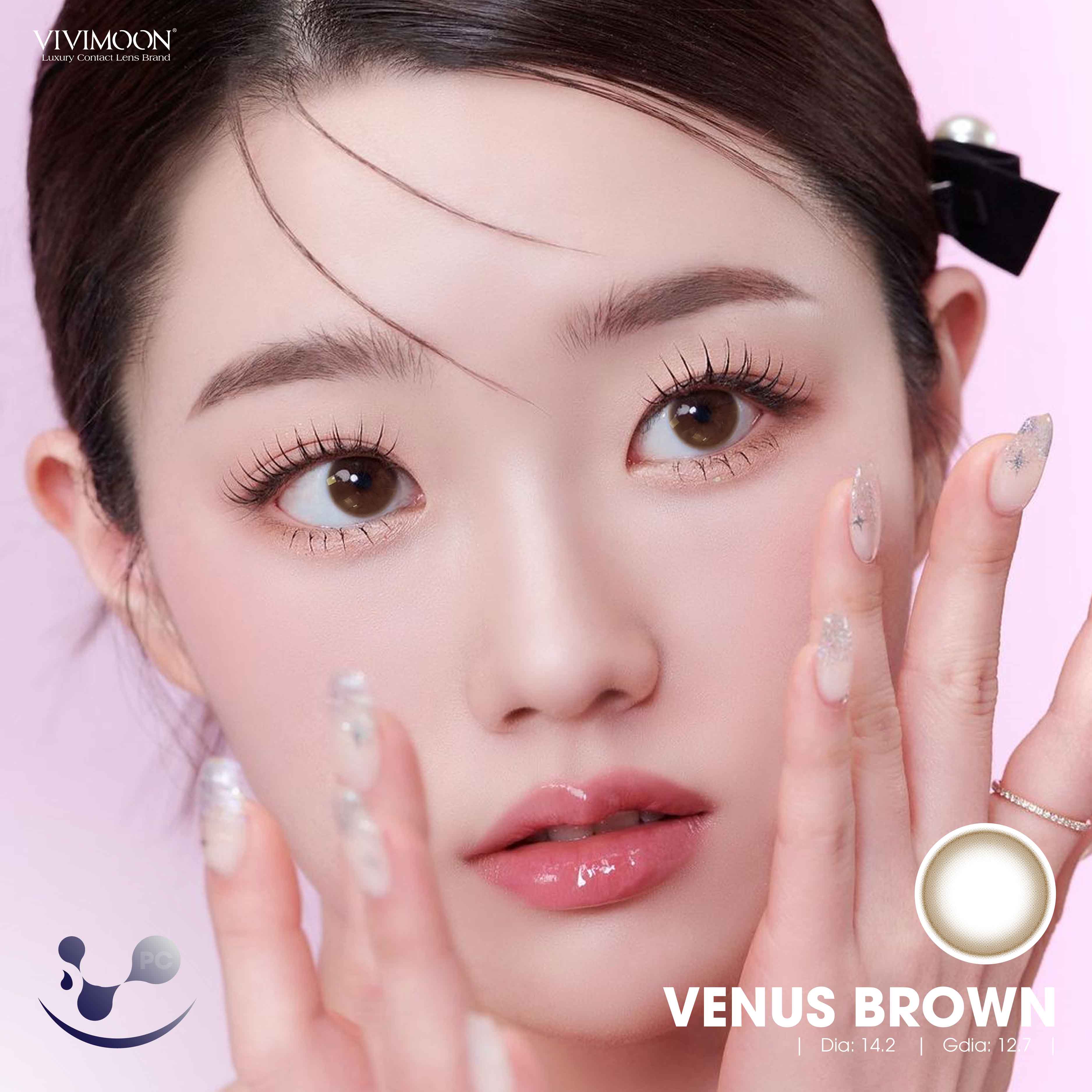 Lens khóa ẩm cận 1 ngày màu nâu tự nhiên Venus Brown kính áp tròng VIVIMOON