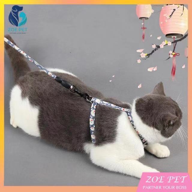 Dây Dắt Mèo Đi Dạo Kiểu Nhật (1CM), họa tiết đặc sắc, chất vải dai bền chắc chắn