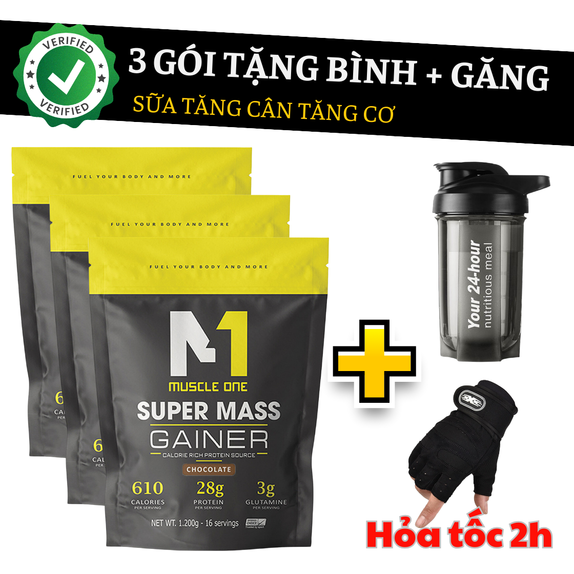 Super mass gainer 3.6kg muscle gain milk free bottle + glove