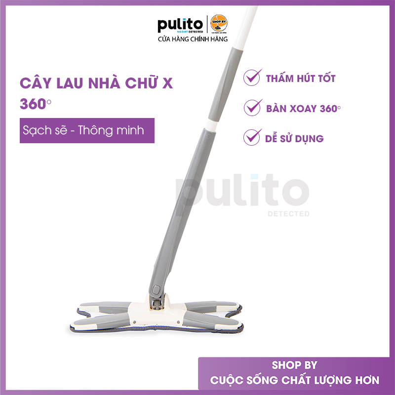 Cây lau nhà chữ X chính hãng Pulito thông minh tiện lợi xoay 360 độ LS-CLN-X