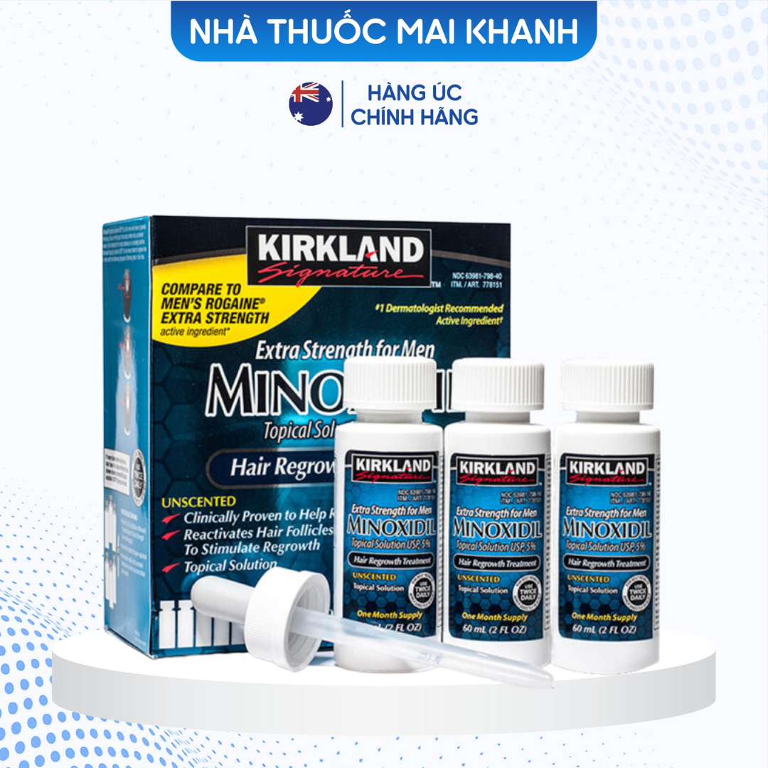 Dung dịch minoxidil 5% kirkland mọc râu, tóc mỹ 60ml