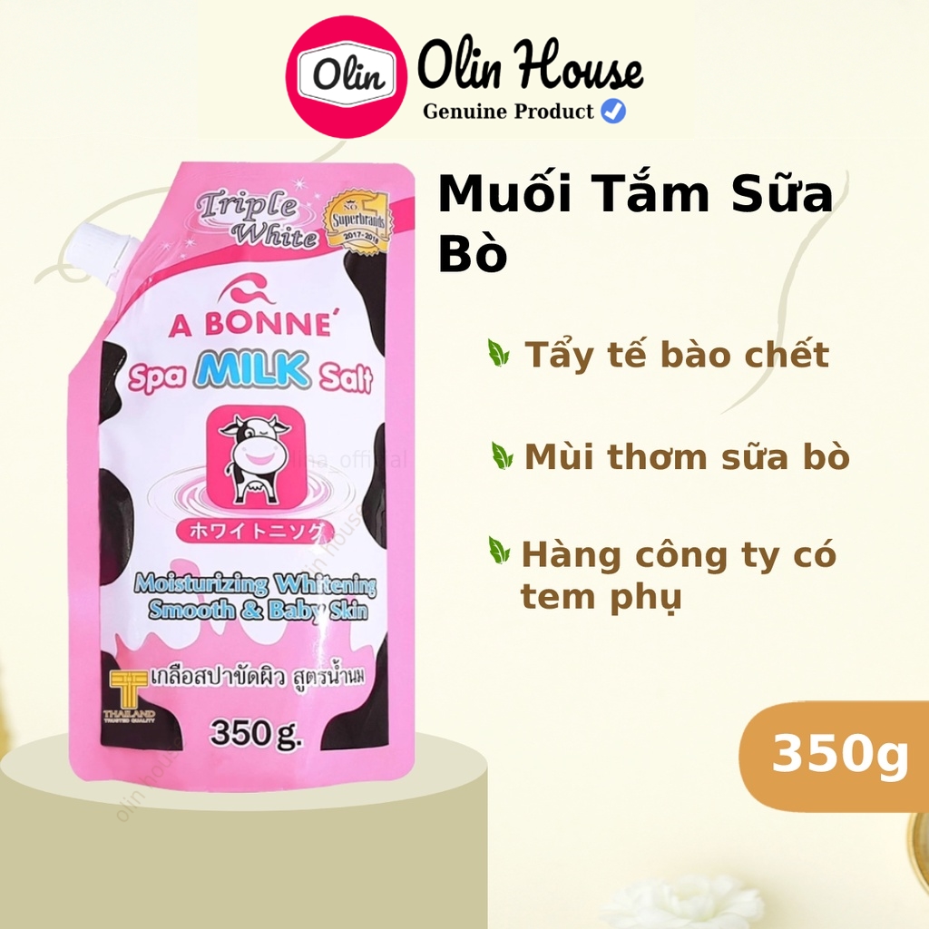 Muối tắm sữa bò 350g - Tẩy tế bào chết - Tẩy da chết Body A Bonne Spa Milk Salt Thái Lan - Olin House