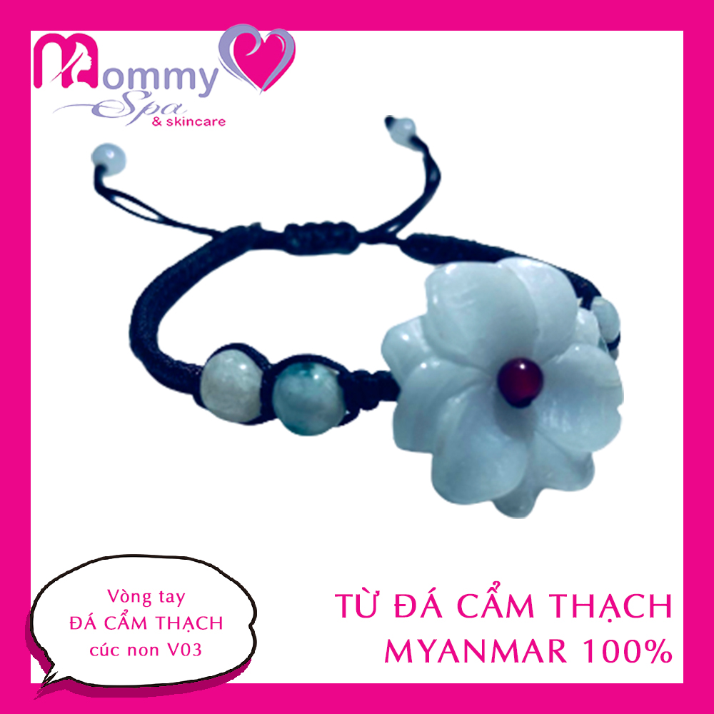 Vòng tay đá CẨM THẠCH MYANMAR cúc non V03 (thanh lọc cơ thể, tốt cho mẹ bầu & thai nhi)