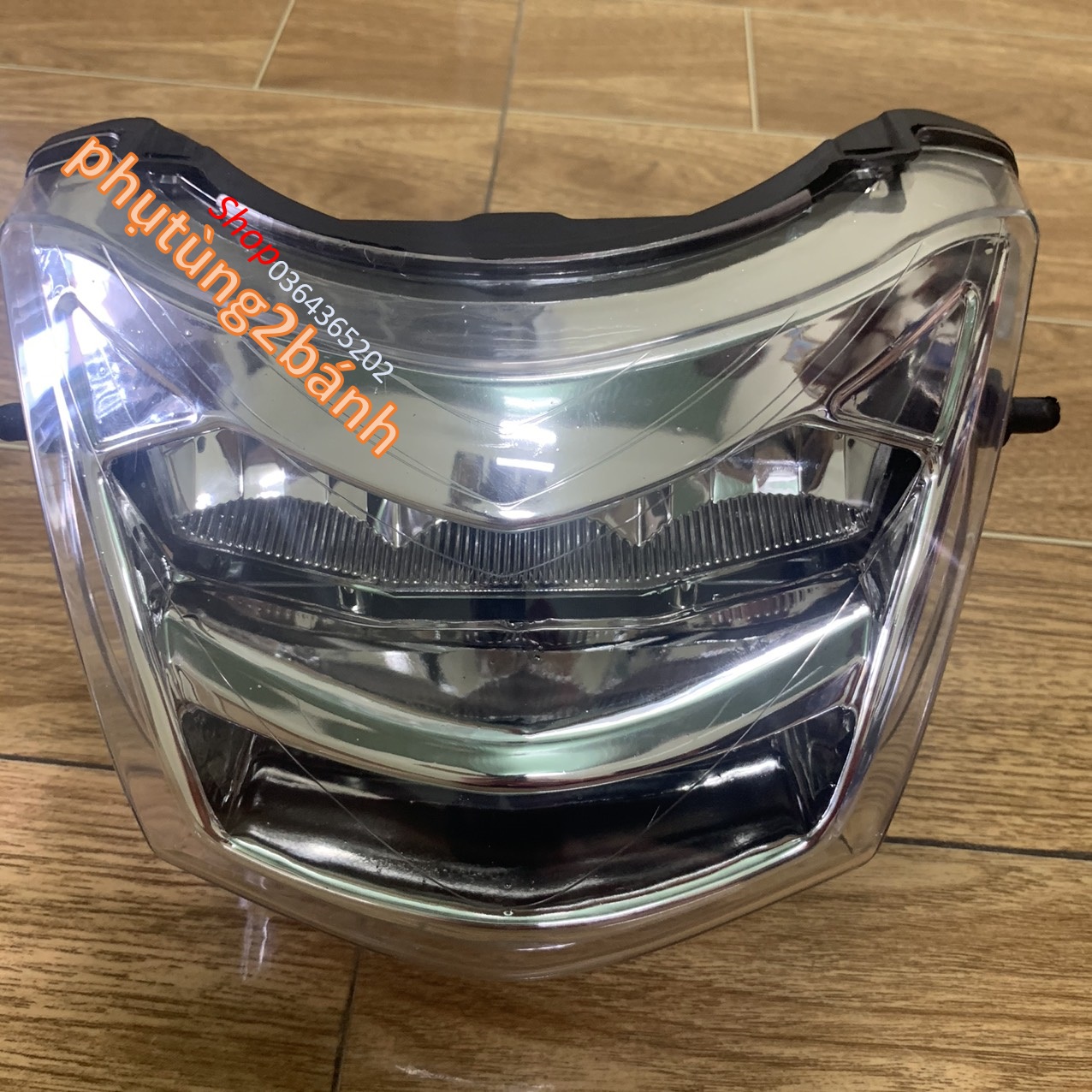 Pha đèn  2 tầng xe wave ALPHA MÀU BẠC -waveRS -WAVE 100 - đèn led 2 tầng xe wave cao cấp