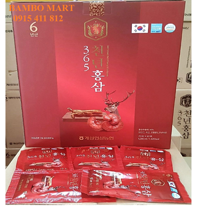 NƯỚC HỒNG SÂM LINH CHI HÀN QUỐC 365 HỘP 60 GÓI