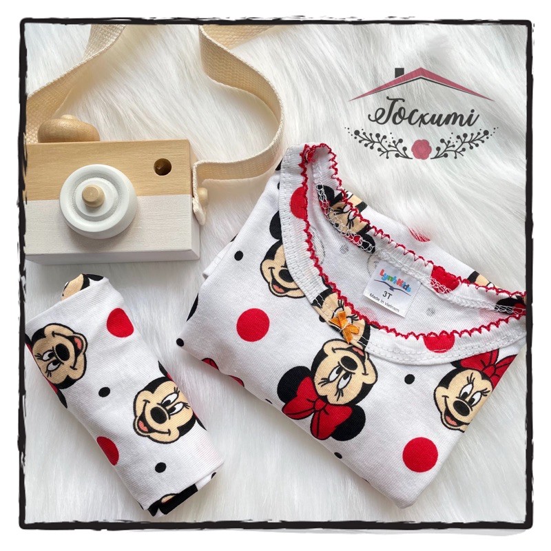 Set bộ thun bozip bé gái mickey đỏ - tocxumi house