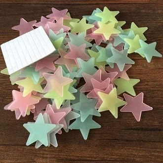 Bộ 100 ngôi sao, bông tuyết dán tường dạ quang phát sáng
