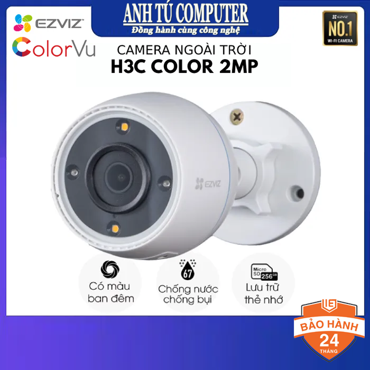 Camera wifi colorvu 2mp ezviz h3c color hàng chính hãng