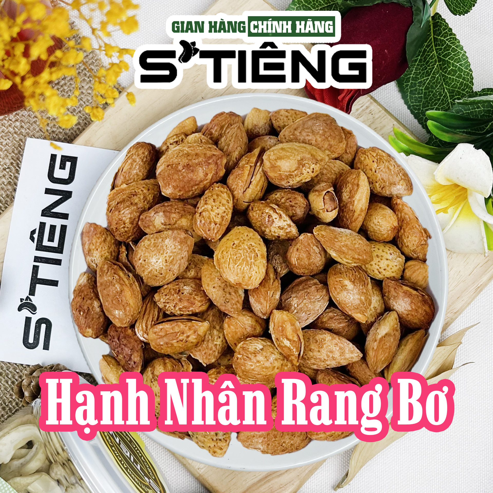 Hạt hạnh nhân còn vỏ rang bơ stieng giòn ngon