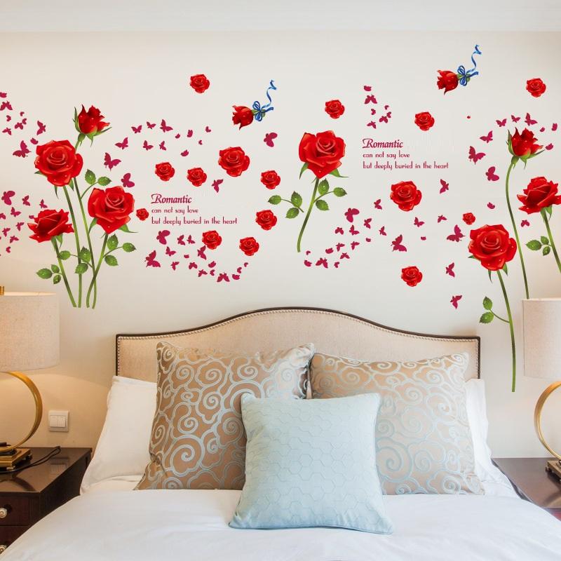 Decal dán tường Bộ đôi hoa hồng nhung- 2H8-flowerdecal-Scenedecal