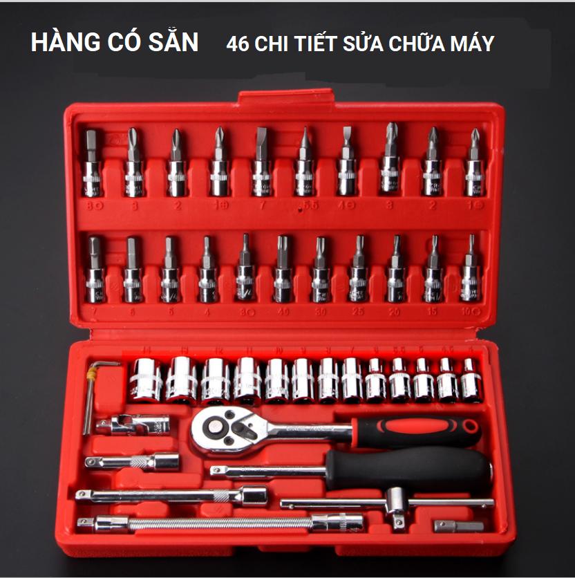 [HCM]Bộ Dụng Cụ Sửa Xe Máy Ô Tô Chi Tiết Máy 46 Cái Làm Bằng Thép Không Gỉ  Đa năng Sáng Bóng H0601