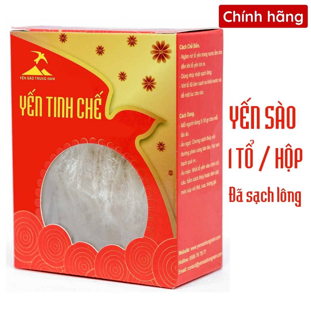 Yến Sào Tinh Chế (1 Tổ/Hộp) Tổ yến thô (còn lông) tự nhiên, nguyên chất đã được nhặt sạch lông - Yến Sào Trung Nam (Sản phẩm bổ dưỡng cho trẻ em, người già và phụ nữ...)