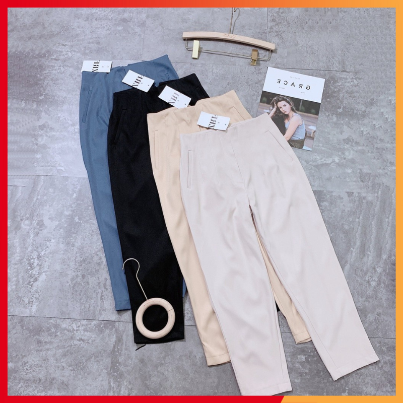 Quần baggy nữ cạp cao, Quần tây công sở cạp liền hɑck dáng siêu đẹp