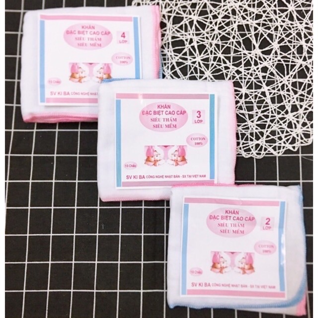 Set khăn xô sữa kiba 💖freeship💖 khăn xô sữa khăn mặt 2 lớp, 3 lớp, 4 lớp