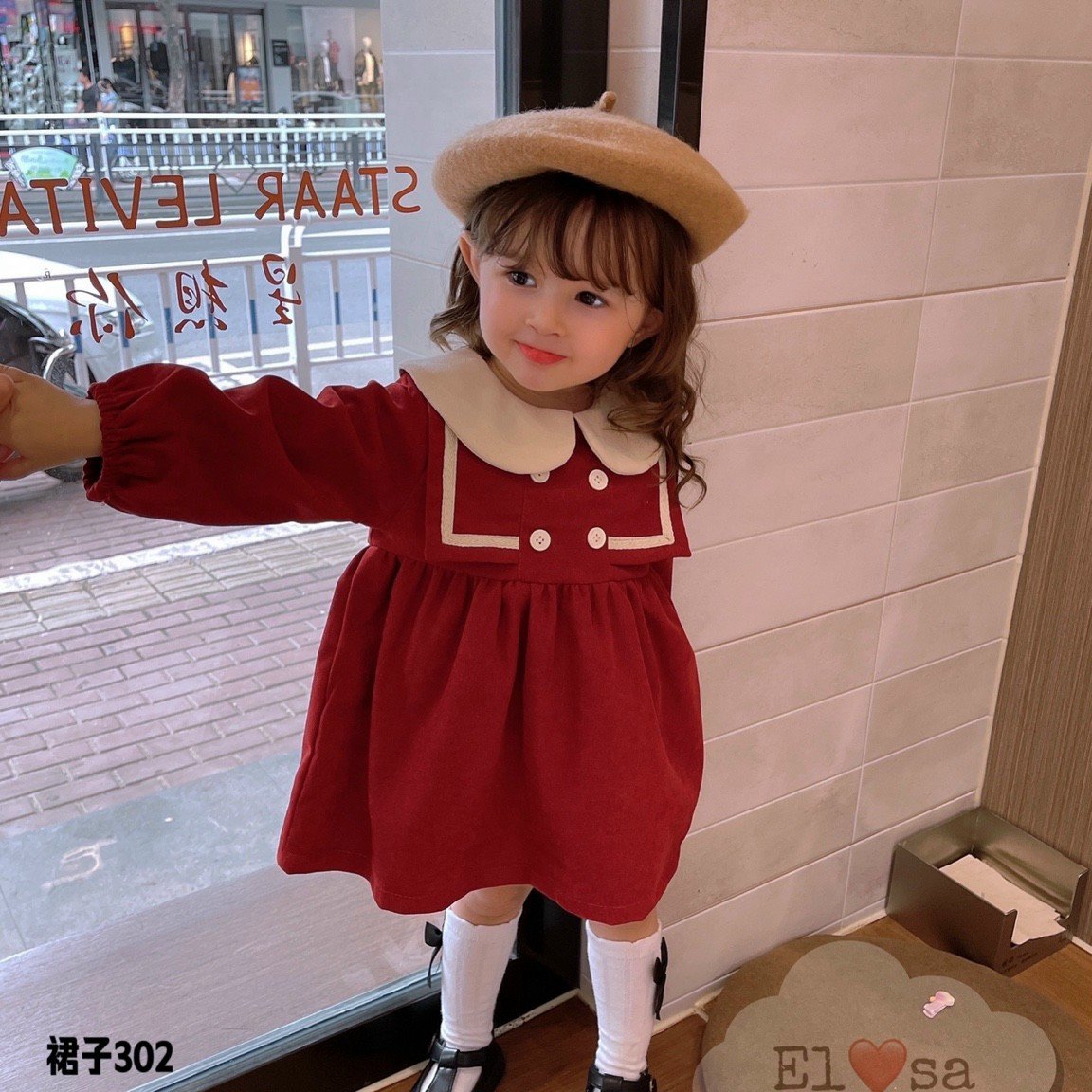 Váy bé gái 👗 👗 Váy thu đông cổ tròn 2021 phối cúc ngực siêu xinh 👗 👗