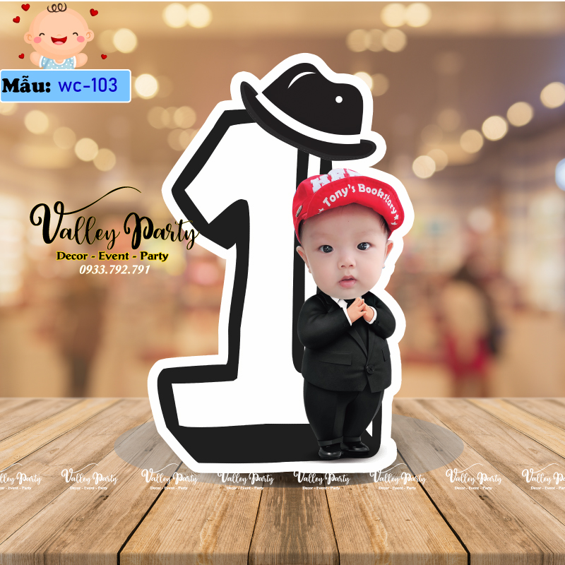 Cây số 1 ghép Chibi sinh nhật bé trai, bé gái