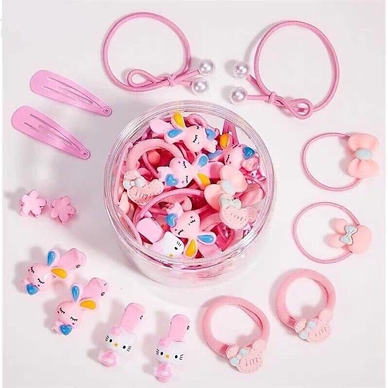 [HCM]SET 50 KẸP DÂY CỘT TÓC CHO BÉ Combo 50 kẹp tóc và dây cột tóc cho bé Combo 50 dây cột tóc xinh xắn đáng yêu cho bé