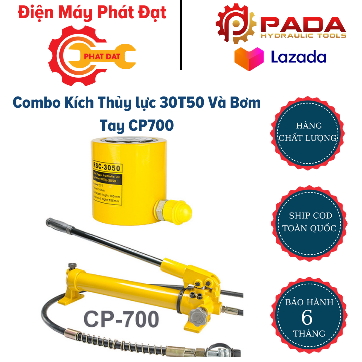 Combo kích thủy lực 30t50 và bơm tay cp700 - trả góp 0%-hàng nội địa - để ý phân loại hàng