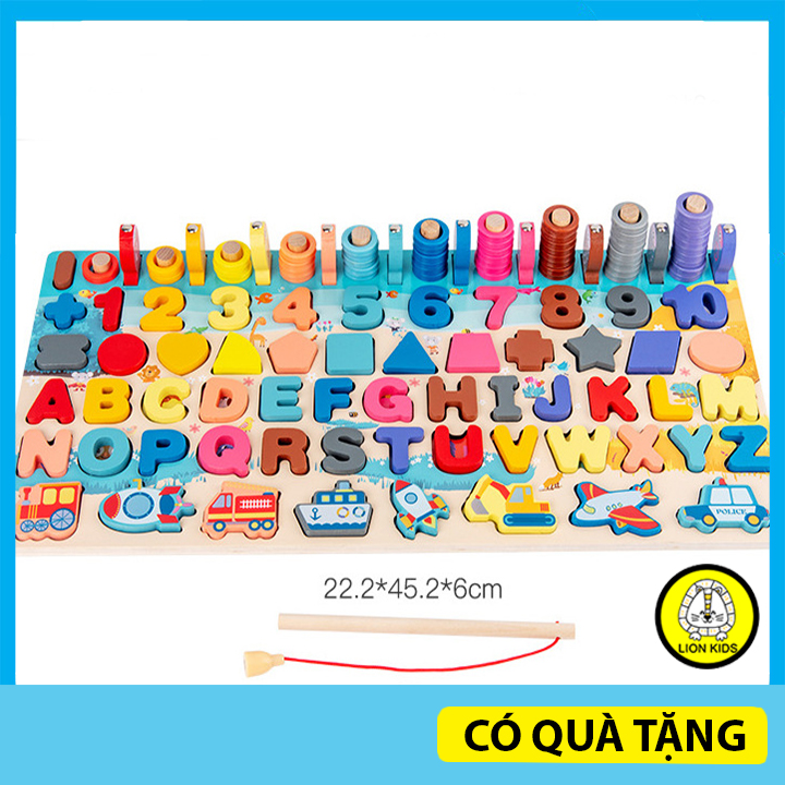 Đồ chơi thông minh bảng học 6 trong 1 bằng gỗ cho bé