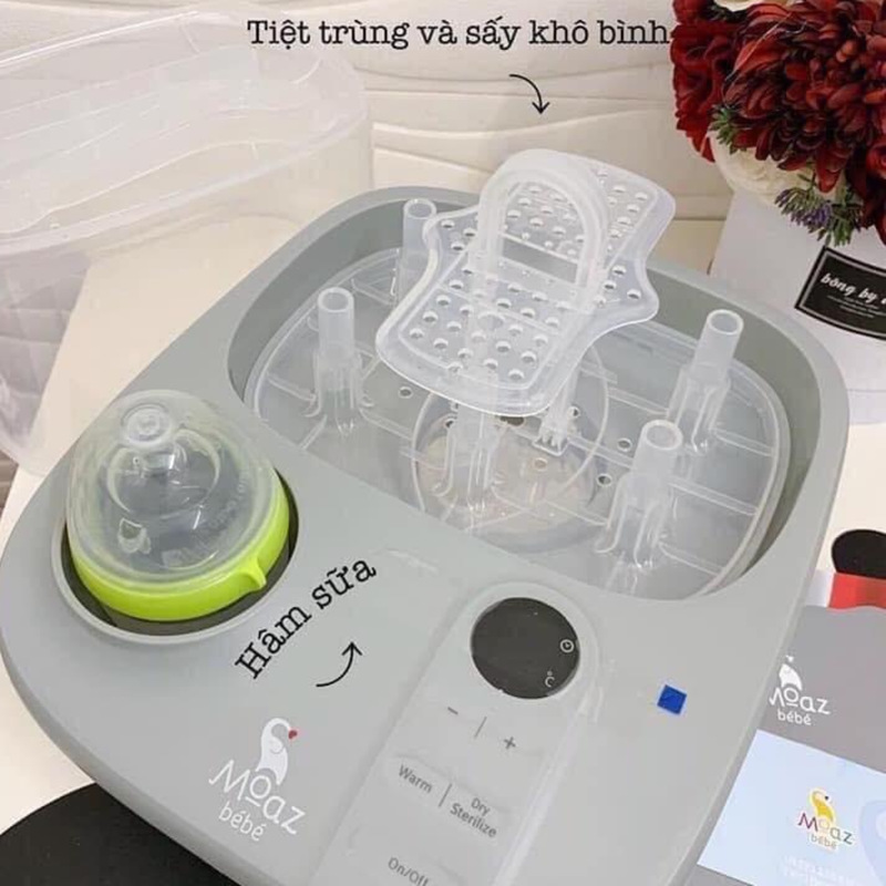 [XẢ SẬP SÀN] Máy Hâm Sữa Cao Cấp, Máy Tiệt Trùng Công Nghệ Khép Kín, Máy Tiệt Trùng Moaz Bebe - MB-005, Chế Độ Tiệt Trùng Hơi Nước 360 Độ Thông Minh, Màn Hình LED Cực Đẹp, Khử Sạch Mọi Vi Khuẩn, An Toàn Cho Bé.