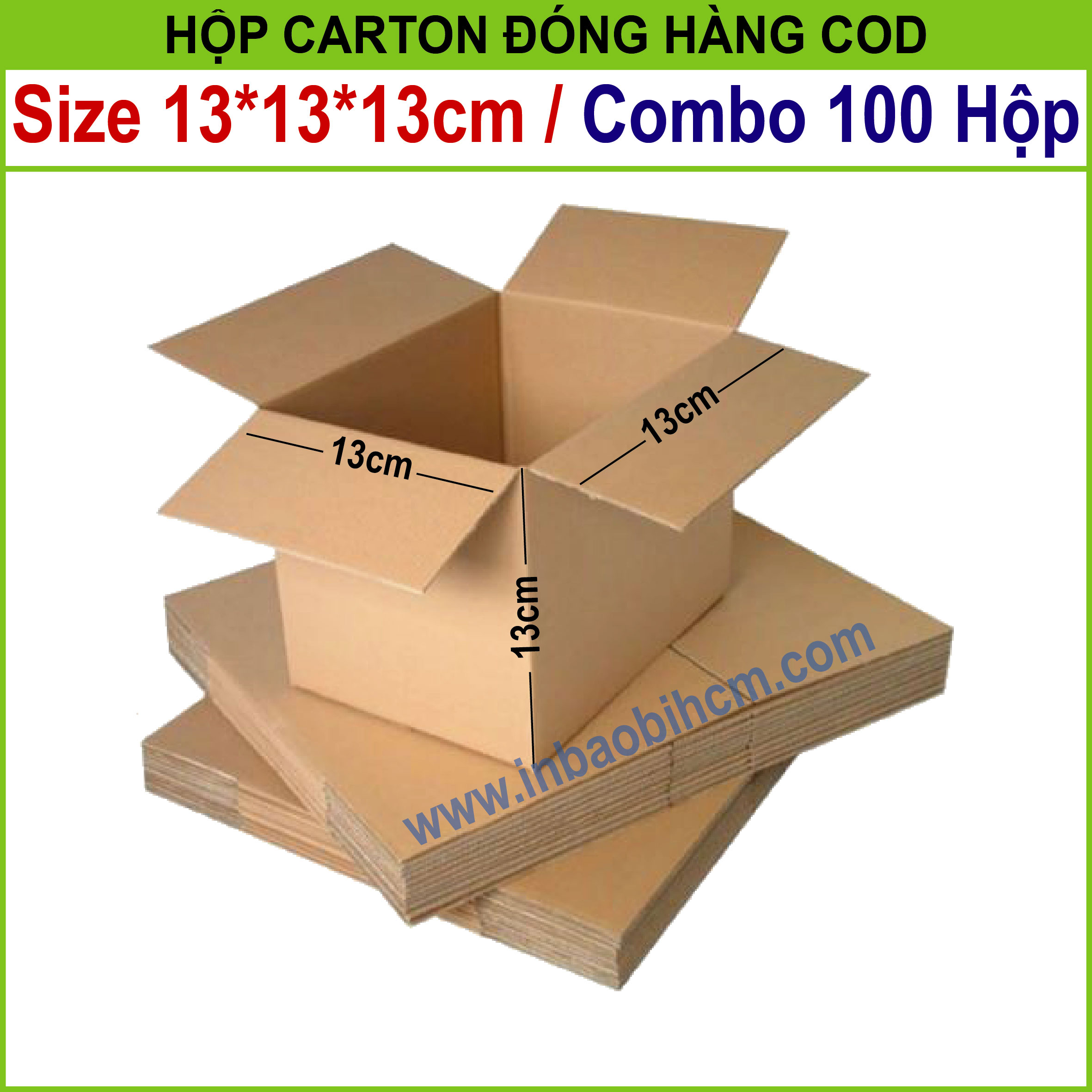 100 hộp carton 13x13x13 cm - hộp đóng hàng cod