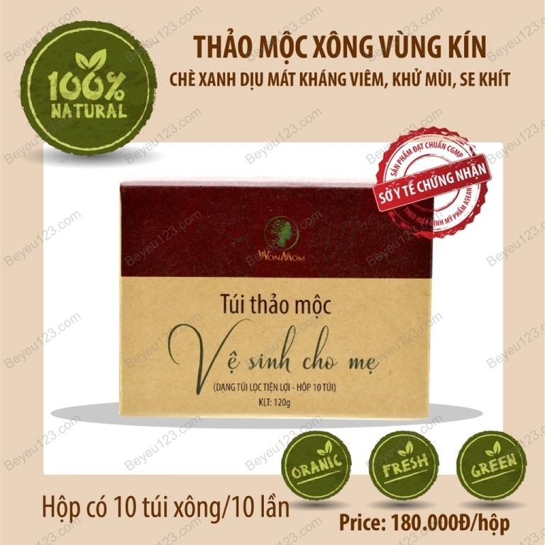 Hộp 10 túi Thảo mộc xông vùng kín cho Mẹ Bầu và sau sinh Wonmom 120gr (Việt Nam)