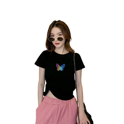 Áo thun nữ tay ngắn cổ tròn in hình con bướm thời trang mới phù hợp đi chơi đi làm Adc 69