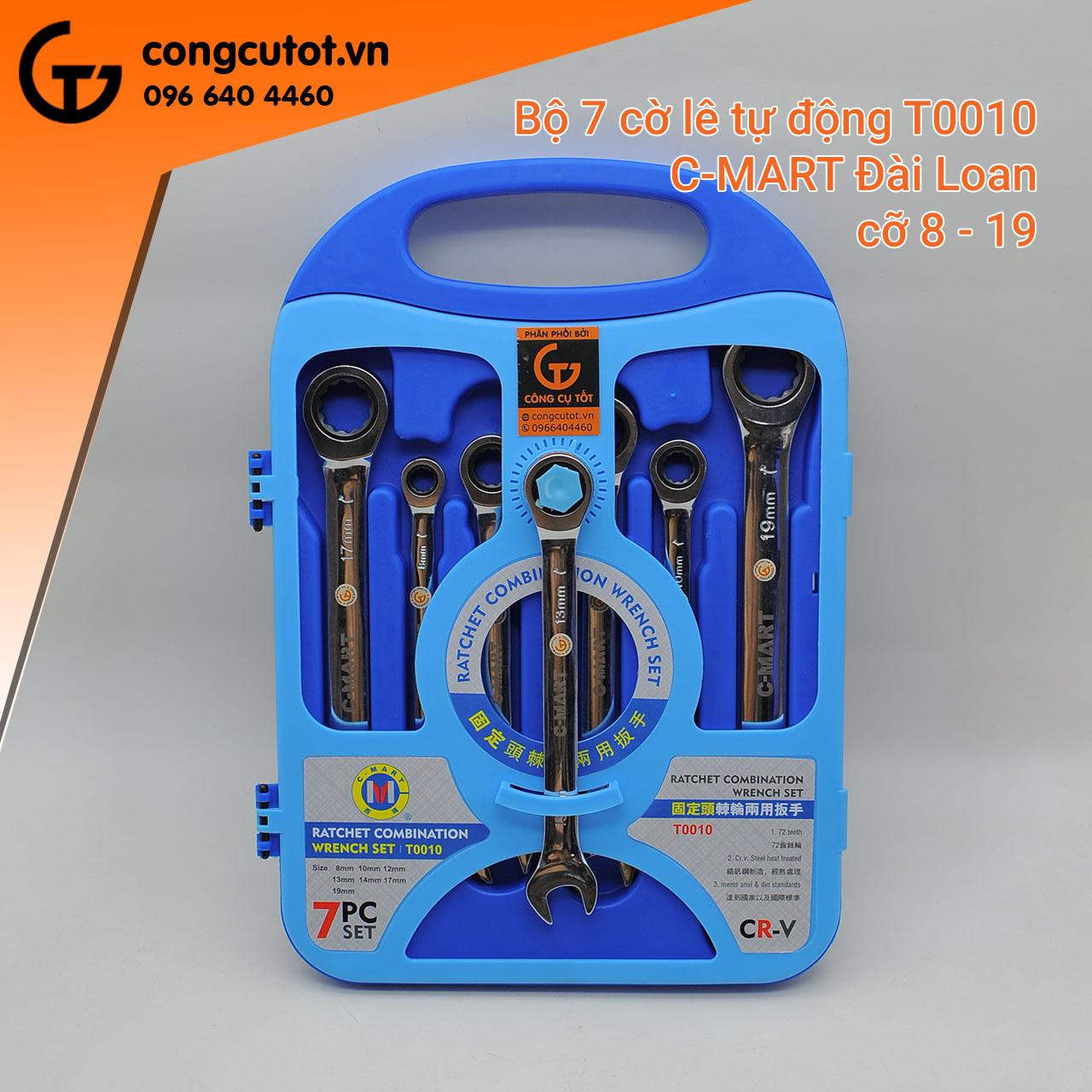 Bộ cờ lê vòng miệng tự động c-mart t0010 đài loan, kapusi nhật bản 7 cây 8-19mm