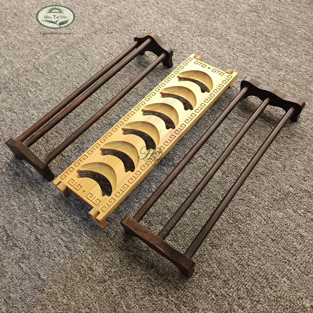 Gác chén trà gỗ - gác chén trà tre 3 kiểu dáng