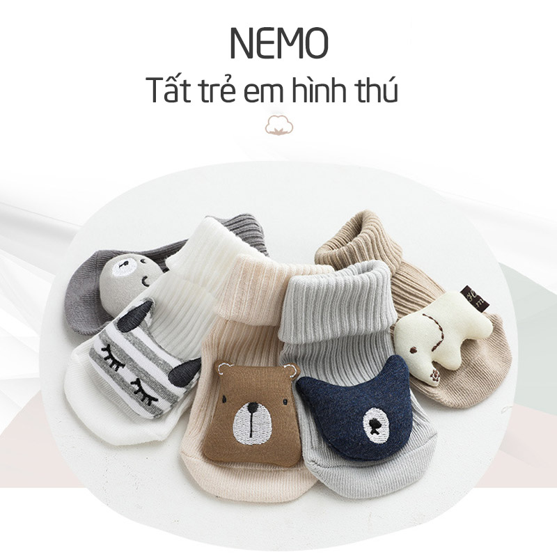 Tất vớ chống trượt trẻ em cao cổ Nemo hình thú