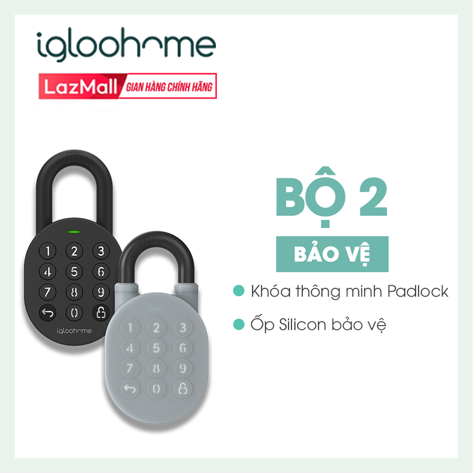 Ổ khóa thông minh igloohome - silicon bảo vệ - padlock - sử dụng bluetooth mã pin tự động báo qua app điện thoại - hàng phân phối chính hãng - ig003