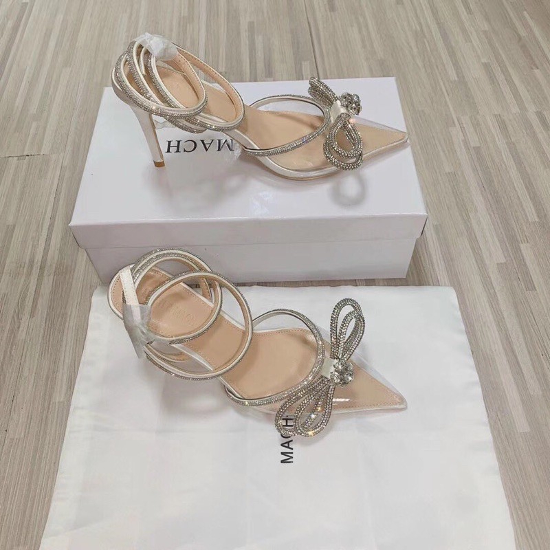 Giày cao gót quai trong nơ đá dây quấn cổ chân siêu sang chảnh hàng đẹp loại 1