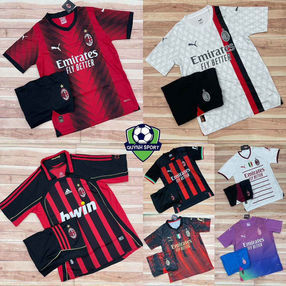HOÀN TIỀN 15% - Áo Đá Banh Milan Bộ Quần Áo Bóng Đá  CLB AC Milan 2023 - Chuẩn Mẫu Thi Đấu - Vải Polyester Gai Thái