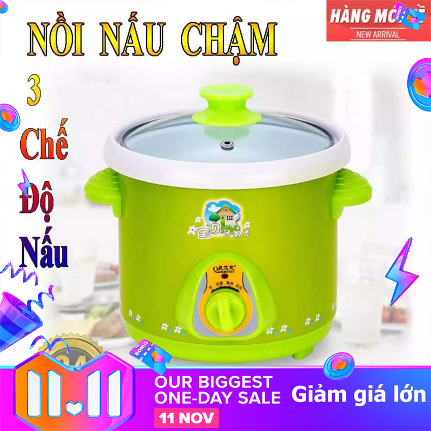 Nồi Điện Đa Năng Nồi Áp Suất Mini, Nồi Kho Cá, Nồi Nấu Cháo, Nồi Hầm, Nồi Nấu Chậm 1,5L Nấu Cháo Chậm Đa Năng Bảo hành 12 Tháng ( màu Xanh)