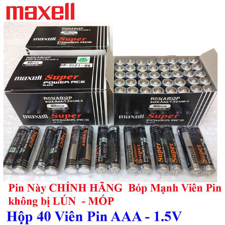 1 hộp 40 viên pin aaa - 1.5v maxell chính hãng.