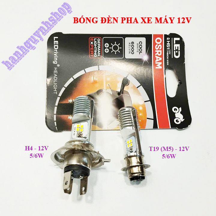 Bóng đèn pha xe máy LED H4 T19 OSRAM lắp xe Dream Wave Vision Lead Sirius ánh sáng trắng Giá 86,000 Đồng*Miễn phí vận chuyển